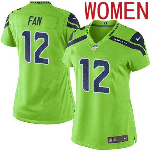 Women Seattle Seahawks 12th Fan Nike Neon Green Game NFL Jersey
